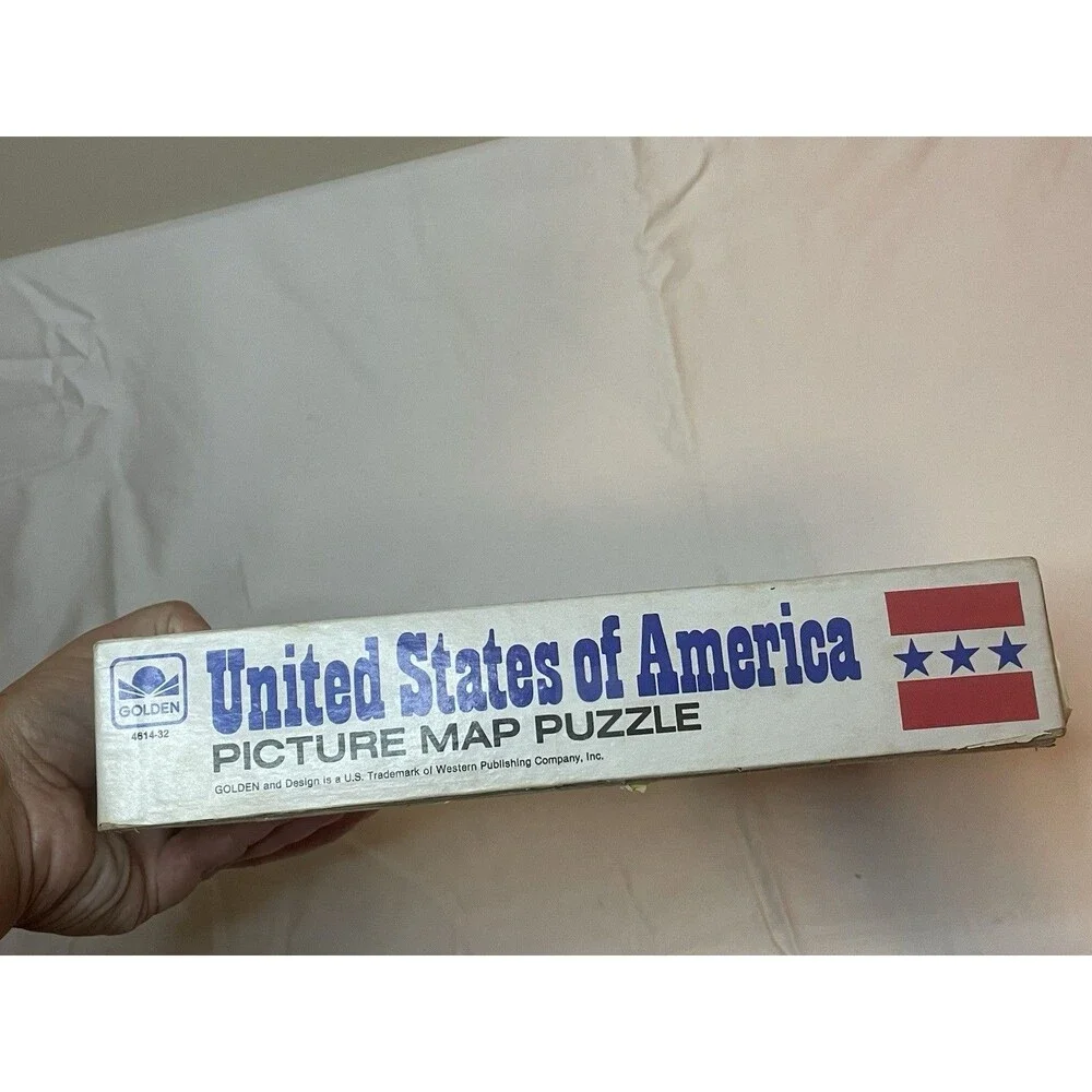 Golden United States of America Map Jigsaw Puzzle Geography 100 Pcs Educational